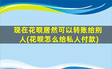 现在花呗居然可以转账给别人(花呗怎么给私人付款)