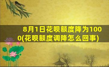 8月1日花呗额度降为1000(花呗额度调降怎么回事)