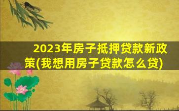 2023年房子抵押贷款新政策(我想用房子贷款怎么贷)