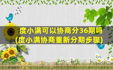 度小满可以协商分36期吗(度小满协商重新分期步骤)