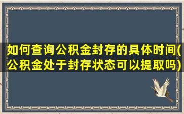 如何查询公积金封存的具体时间(公积金处于封存状态可以提取吗)