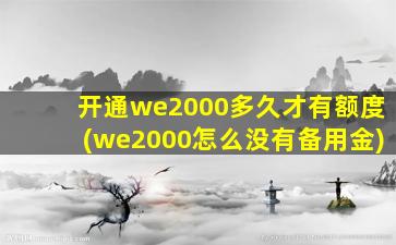 开通we2000多久才有额度(we2000怎么没有备用金)