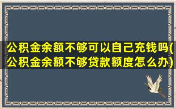 公积金余额不够可以自己充钱吗(公积金余额不够贷款额度怎么办)