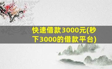 快速借款3000元(秒下3000的借款平台)