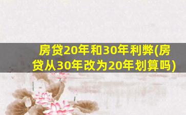 房贷20年和30年利弊(房贷从30年改为20年划算吗)