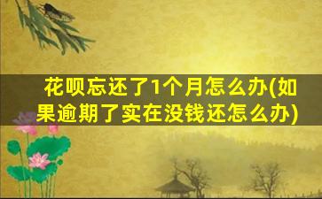 花呗忘还了1个月怎么办(如果逾期了实在没钱还怎么办)