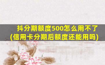 抖分期额度500怎么用不了(信用卡分期后额度还能用吗)