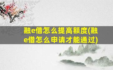 融e借怎么提高额度(融e借怎么申请才能通过)