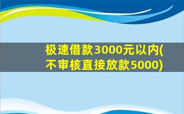 极速借款3000元以内(不审核直接放款5000)