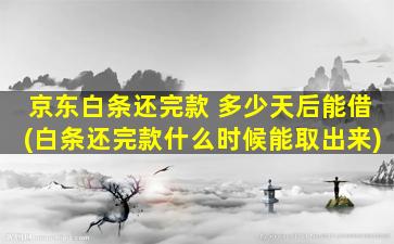 京东白条还完款 多少天后能借(白条还完款什么时候能取出来)