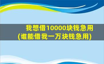 我想借10000块钱急用(谁能借我一万块钱急用)