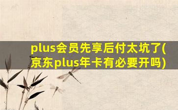 plus会员先享后付太坑了(京东plus年卡有必要开吗)