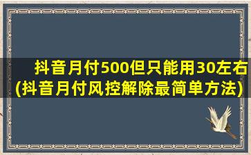 抖音月付500但只能用30左右(抖音月付风控解除最简单方法)