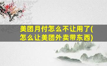 美团月付怎么不让用了(怎么让美团外卖带东西)