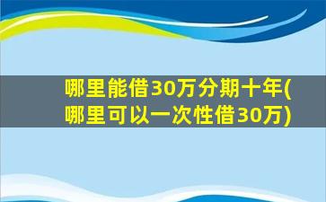 哪里能借30万分期十年(哪里可以一次性借30万)