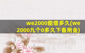 we2000能借多久(we2000九个0多久下备用金)