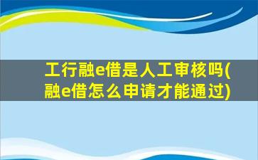 工行融e借是人工审核吗(融e借怎么申请才能通过)