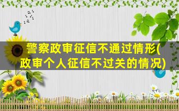 警察政审征信不通过情形(政审个人征信不过关的情况)