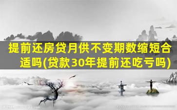 提前还房贷月供不变期数缩短合适吗(贷款30年提前还吃亏吗)