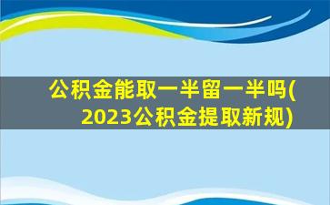 公积金能取一半留一半吗(2023公积金提取新规)