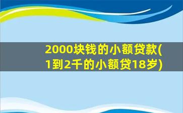 2000块钱的小额贷款(1到2千的小额贷18岁)