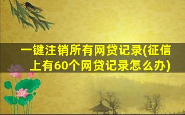 一键注销所有网贷记录(征信上有60个网贷记录怎么办)