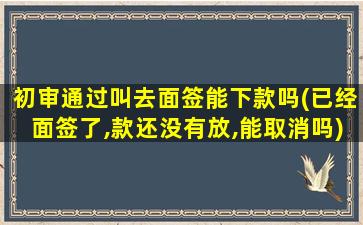 初审通过叫去面签能下款吗(已经面签了,款还没有放,能取消吗)