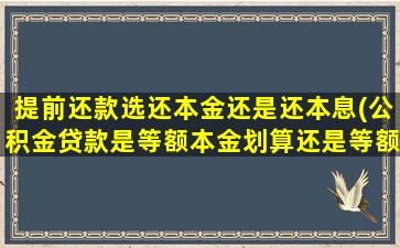 提前还款选还本金还是还本息(公积金贷款是等额本金划算还是等额本息划算)