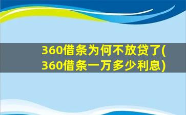 360借条为何不放贷了(360借条一万多少利息)