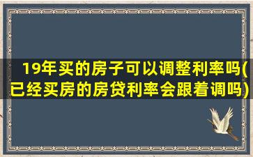 19年买的房子可以调整利率吗(已经买房的房贷利率会跟着调吗)