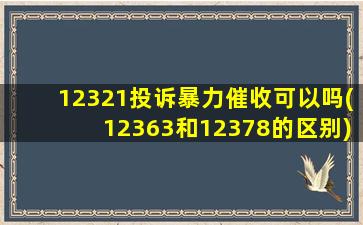 12321投诉暴力催收可以吗(12363和12378的区别)