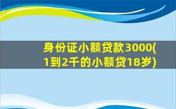 身份证小额贷款3000(1到2千的小额贷18岁)