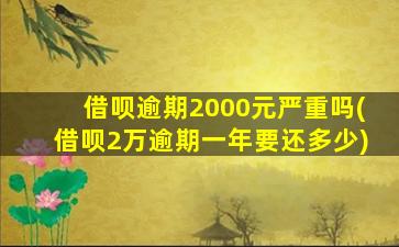 借呗逾期2000元严重吗(借呗2万逾期一年要还多少)