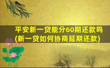 平安新一贷能分60期还款吗(新一贷如何协商延期还款)