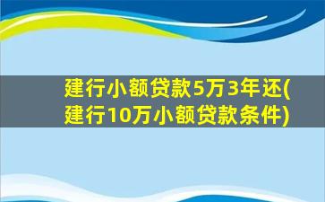 建行小额贷款5万3年还(建行10万小额贷款条件)