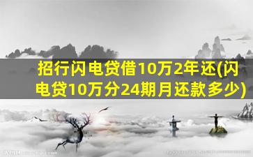 招行闪电贷借10万2年还(闪电贷10万分24期月还款多少)