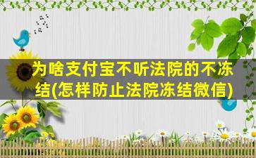 为啥支付宝不听法院的不冻结(怎样防止法院冻结微信)