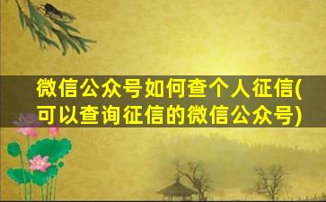 微信公众号如何查个人征信(可以查询征信的微信公众号)