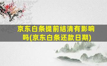 京东白条提前结清有影响吗(京东白条还款日期)