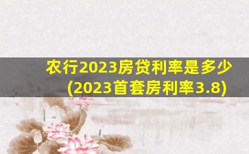 农行2023房贷利率是多少(2023首套房利率3.8)