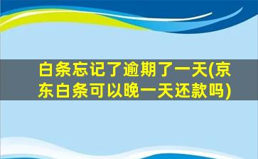 白条忘记了逾期了一天(京东白条可以晚一天还款吗)