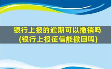 银行上报的逾期可以撤销吗(银行上报征信能撤回吗)