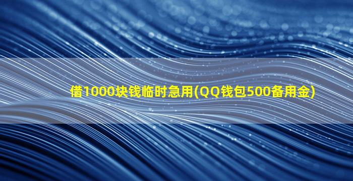 借1000块钱临时急用(QQ钱包500备用金)