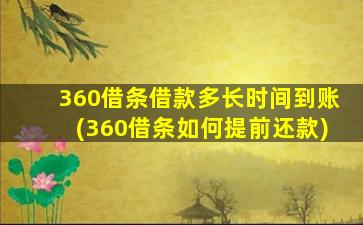 360借条借款多长时间到账(360借条如何提前还款)