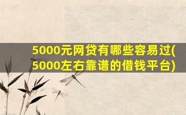 5000元网贷有哪些容易过(5000左右靠谱的借钱平台)