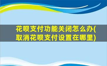 花呗支付功能关闭怎么办(取消花呗支付设置在哪里)