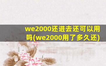 we2000还进去还可以用吗(we2000用了多久还)