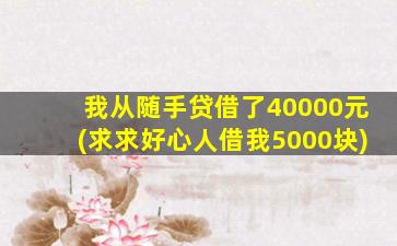 我从随手贷借了40000元(求求好心人借我5000块)