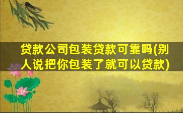 贷款公司包装贷款可靠吗(别人说把你包装了就可以贷款)