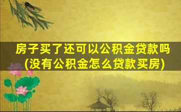 房子买了还可以公积金贷款吗(没有公积金怎么贷款买房)